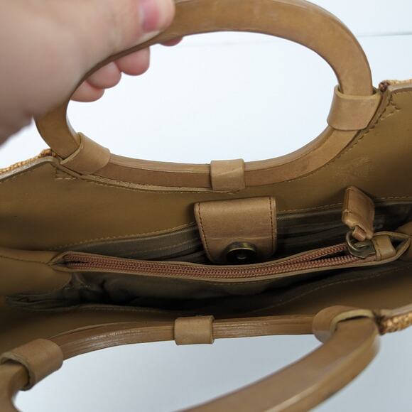 Vintage Fossil Woven Handbag With Leather Handles - Picture 6 of 7